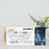 Surprise Birthday Boarding Pass Tokio Trip Ticket Kaart (Staand voorkant)
