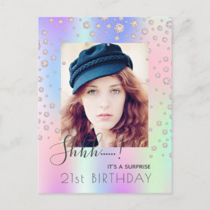 Surprise Birthday foto regenboogdiamantuitnodiging Briefkaart