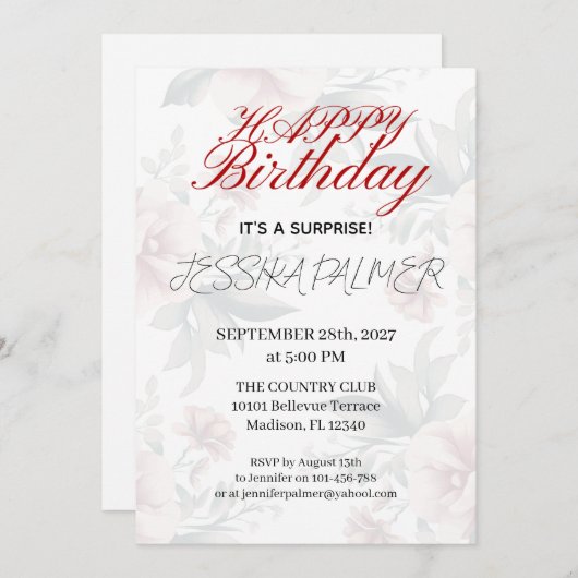 Surprise Birthday Invitation (Devant / Derrière)