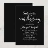 Surprise Birthday Invitation - zwart Kaart (Voorkant / Achterkant)