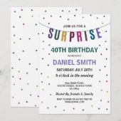 Surprise Birthday Mannen Polka Dot Party Kaart (Voorkant / Achterkant)