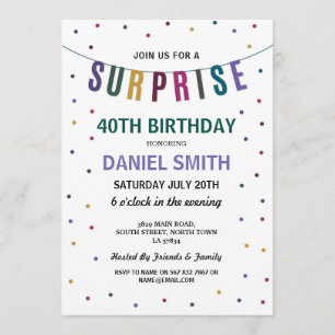 Surprise Birthday Mannen Polka Dot Party Kaart