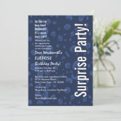 SURPRISE Birthday Modern Navy Blue White Confetti Kaart (Staand voorkant)