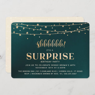 Surprise Birthday Party Invitation, goud Kaart
