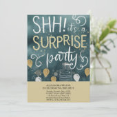 Surprise Birthday Party Invitation Kaart (Staand voorkant)