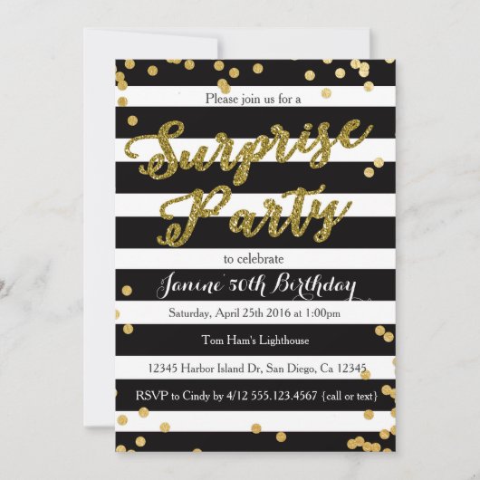 Surprise Birthday Party Invitation Kaart (Voorkant)