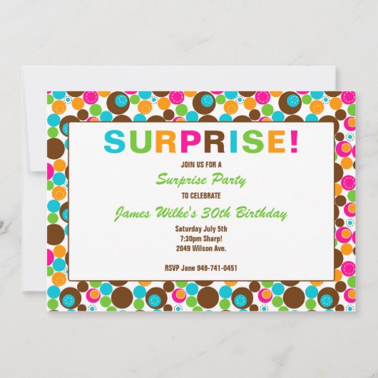 Surprise Birthday Party Invitation Kaart (Voorkant)