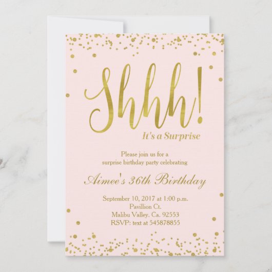 Surprise Birthday Party Invitation Kaart (Voorkant)