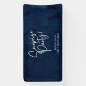 Surprise Birthday Party Navy Blue Waterverf Spandoek (Verticaal)