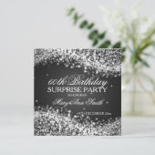 Surprise Birthday Party Sparging Wave Black Kaart (Staand voorkant)