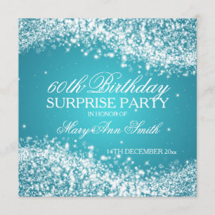 Surprise Birthday Party Sparging Wave Turquoise Kaart