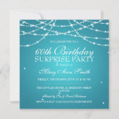 Surprise Birthday Party String of Stars Turquoise Kaart (Voorkant)