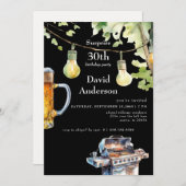 Surprise Black 30th BBQ Birthday Invitation (Devant / Derrière)