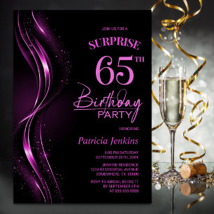 Surprise Black Pink 65e verjaardagsfeestje Kaart