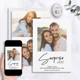 Surprise Black & White 3-foto-Verloving Kaart