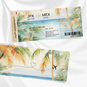 Surprise Boarding Pass Trip Ticket Palm Caribbean Kaart