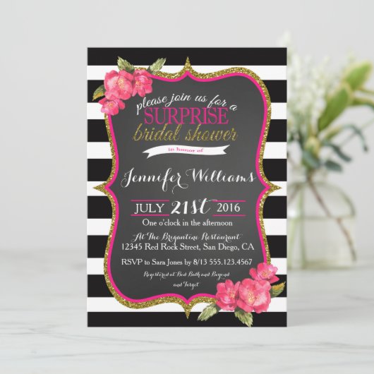 Surprise bruids douche uitnodiging (Staand voorkant)