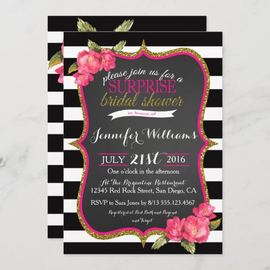 Surprise bruids douche uitnodiging (Voorkant / Achterkant)