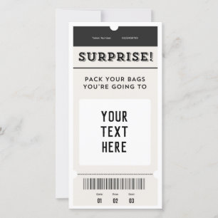 Surprise ! Carte d'embarquement de billets texte p