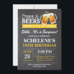 Surprise Cheers and Beers 18th Birthday Invitation<br><div class="desc">Surprise Cheers and Beers 18th Birthday Invitation Card. Anniversaire adulte. Jaune. 16ème 18ème 21ème 30ème 40ème 60ème 70ème 80ème 90ème 100ème. N'Importe Quel Âge. Pour plus de personnalisation,  cliquez sur le bouton "Customiser" et utilisez notre outil de conception pour modifier ce modèle.</div>