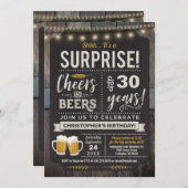 Surprise Cheers and Beers 30th Birthday Invitation (Devant / Derrière)