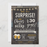 Surprise Cheers and Beers 30th Birthday Invitation<br><div class="desc">Surprise Cheers and Beers 30th Birthday Invitation avec plateau de craie et lettrage avec âge personnalisable.</div>