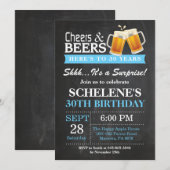 Surprise Cheers and Beers 30th Birthday Invitation (Devant / Derrière)