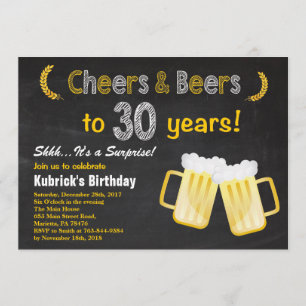Surprise Cheers and Beers 30th Birthday Invitation