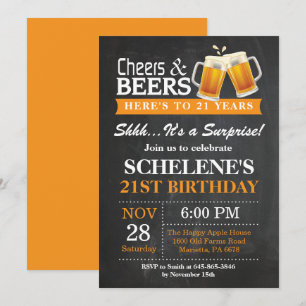 Surprise Cheers and Beers Invitation 21e anniversa