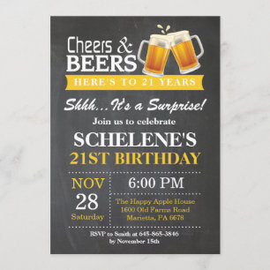 Surprise Cheers and Beers Invitation 21e anniversa
