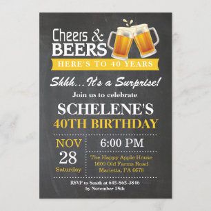 Surprise Cheers and Beers Invitation 40e anniversa