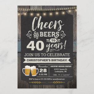 Surprise Cheers and Beers Invitation 40e anniversa