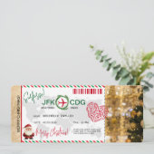 Surprise Christmas Boarding Pass Trip Ticket Kaart (Staand voorkant)