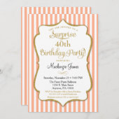 Surprise Fête Anniversaire Invitation Peach Élégan (Devant / Derrière)
