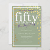 Surprise Fifty en Fabulous Verjaardag Paarse Goud Kaart (Voorkant)