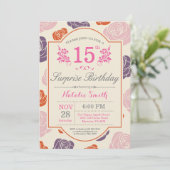 Surprise Floral 15e anniversaire Invitation Rose r (Debout devant)