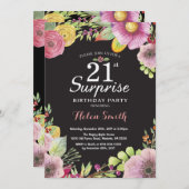 Surprise Floral 21e anniversaire Invitation pour f (Devant / Derrière)