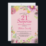 Surprise Floral 21e anniversaire Invitation pour f<br><div class="desc">Surprise Floral 21e anniversaire Invitation pour les femmes. Aquarelle florale,  Arrière - plan rose. 16ème 18ème 21ème 30ème 40ème 60ème 70ème 80ème 90ème 100ème. N'Importe Quel Âge. Pour plus de personnalisation,  cliquez sur le bouton "Customiser" et utilisez notre outil de conception pour modifier ce modèle.</div>