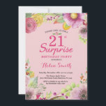 Surprise Floral 21e anniversaire Invitation pour f<br><div class="desc">Surprise Floral 21e anniversaire Invitation pour les femmes. Aquarelle florale,  Arrière - plan rose. 16ème 18ème 21ème 30ème 40ème 60ème 70ème 80ème 90ème 100ème. N'Importe Quel Âge. Pour plus de personnalisation,  cliquez sur le bouton "Customiser" et utilisez notre outil de conception pour modifier ce modèle.</div>