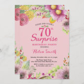 Surprise Floral 70e anniversaire Invitation pour f (Devant / Derrière)