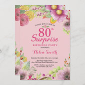 Surprise Floral 80e anniversaire Invitation pour f (Devant / Derrière)