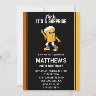 Surprise Funny 28e anniversaire invitations Beer M