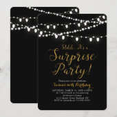 Surprise Gold 60th Birthday Party Invitation Kaart (Voorkant / Achterkant)