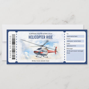 Surprise Helikopter Ride Ticket Sjabloon Kaart