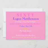 Surprise Hot Pink 60th Birthday Invitation (Devant)