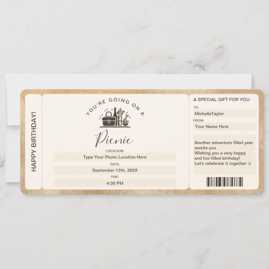 Surprise Instapboarding Ticket Picknick Verjaardag Kaart (Voorkant)