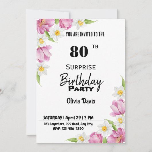 Surprise Invitation de fête de 80e anniversaire (Devant)