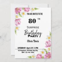 Surprise Invitation de fête de 80e anniversaire