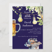 Surprise Navy 40th BBQ Birthday Invitation (Devant)