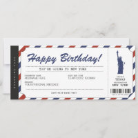 Surprise New York Trip Boarding Pass Travel Ticket